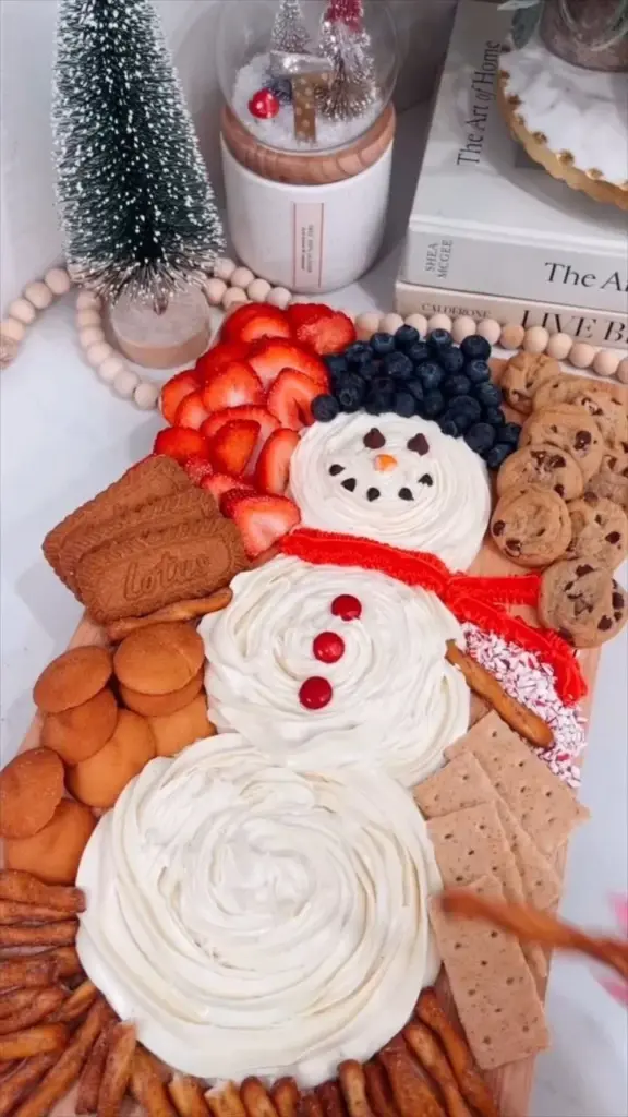 Decorated snowman with frosting and winter decorations