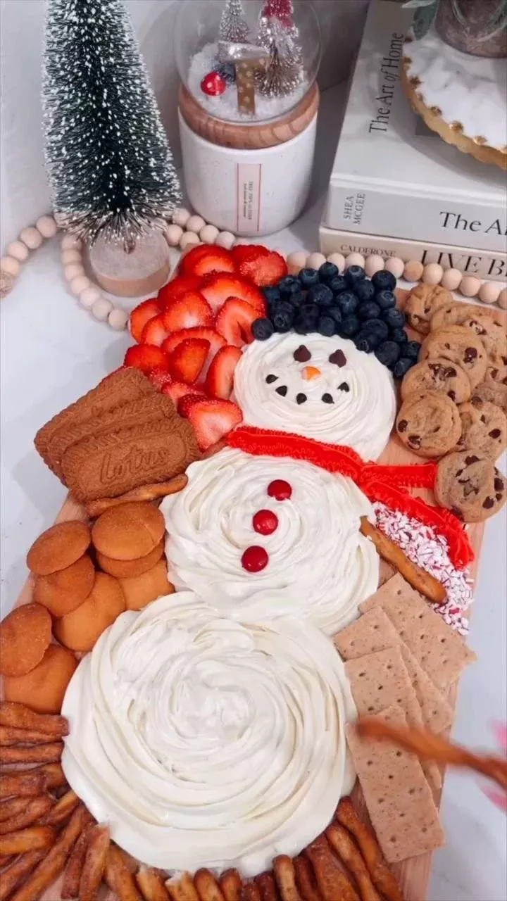 Decorated snowman with frosting and winter decorations