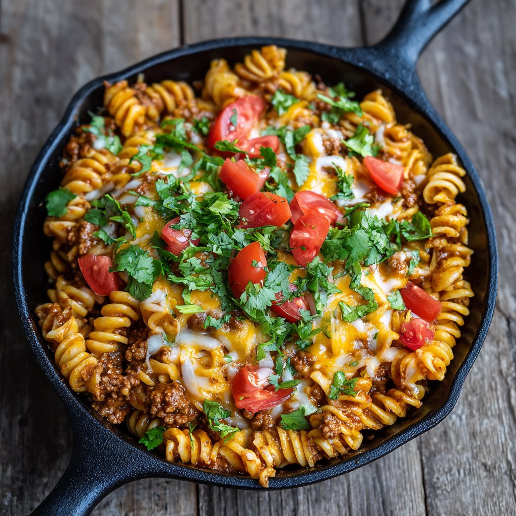 Cheesy Beef Taco Pasta: Easy One-Pan Dinner!