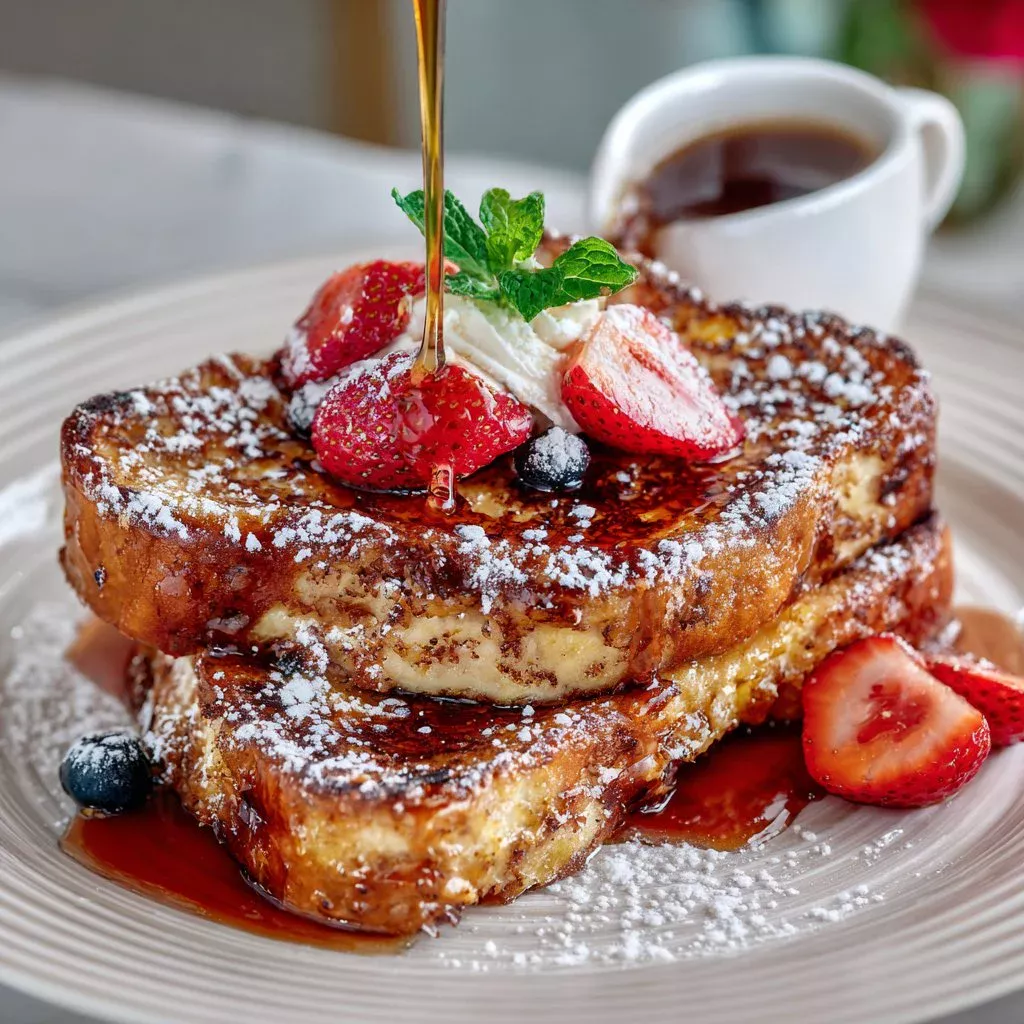 Plate of Burnt Cream French Toast with caramelized sugar topping