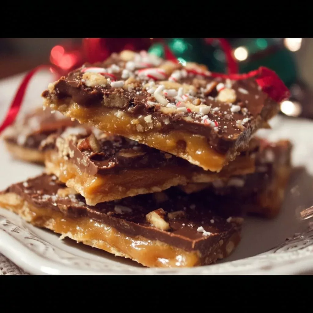 Delicious Christmas Crack made with Saltine crackers and toffee