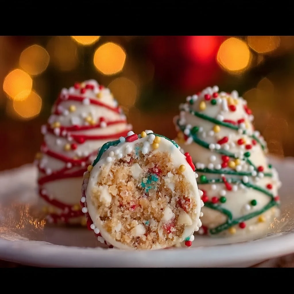 Delicious Christmas tree cake truffles made with Little Debbie cakes decorate a festive table