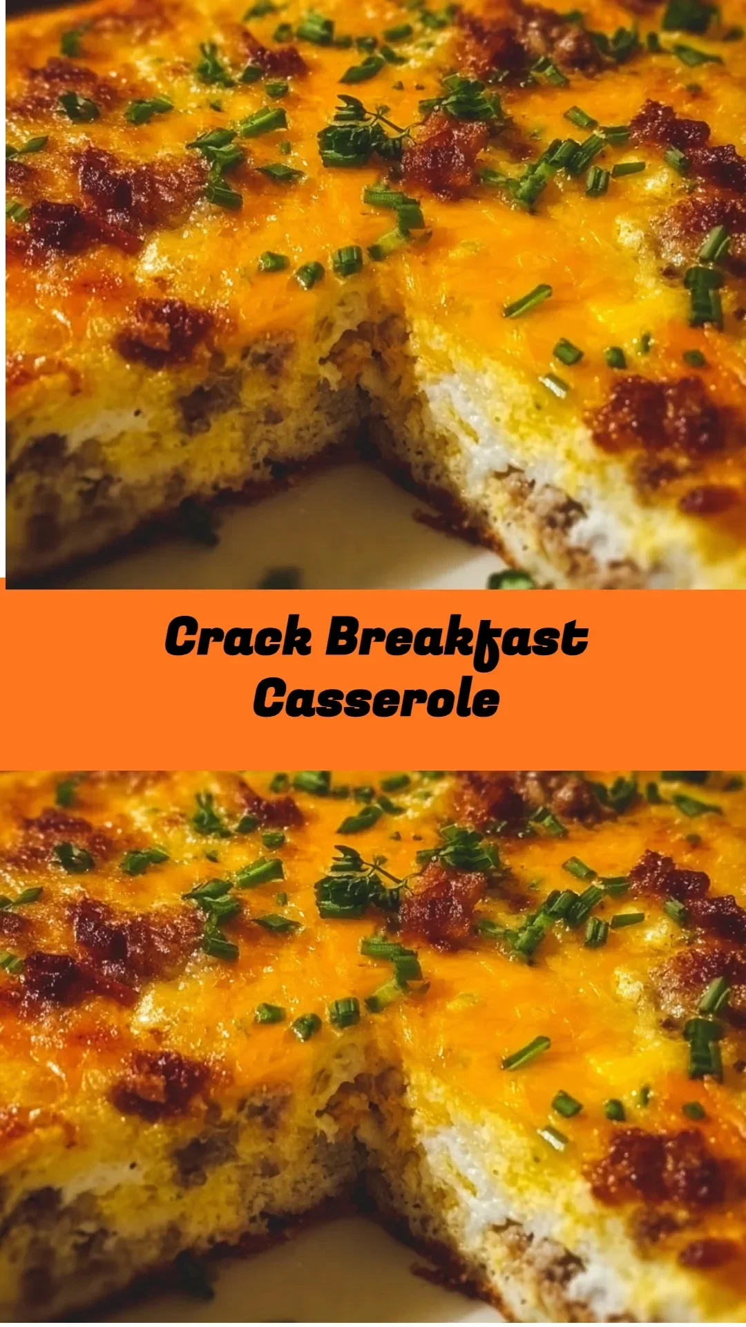 Delicious Crack Breakfast Casserole with eggs, cheese, and sausage