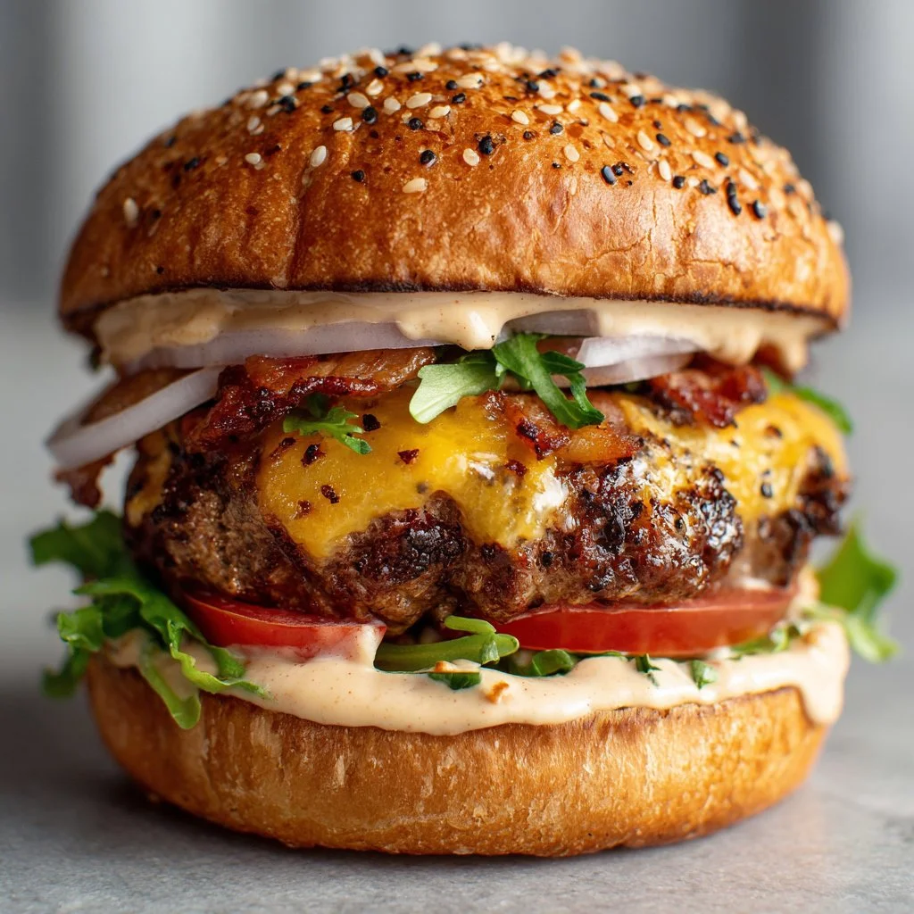 Delicious Crack Burgers on a grill, showcasing a mouthwatering burger recipe