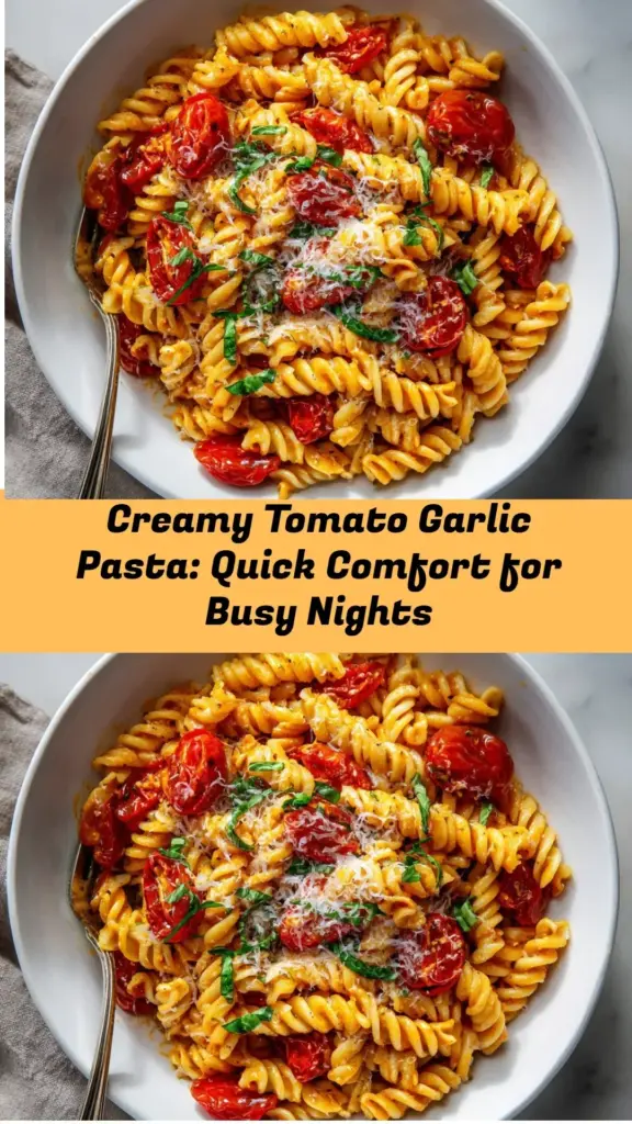 Creamy tomato garlic pasta served in a bowl for a quick dinner option