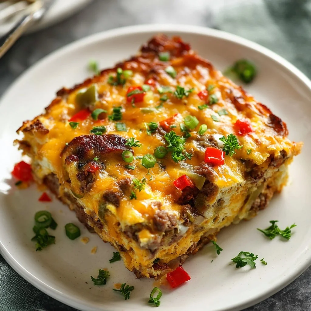 Delicious easy make-ahead breakfast casserole with eggs and vegetables