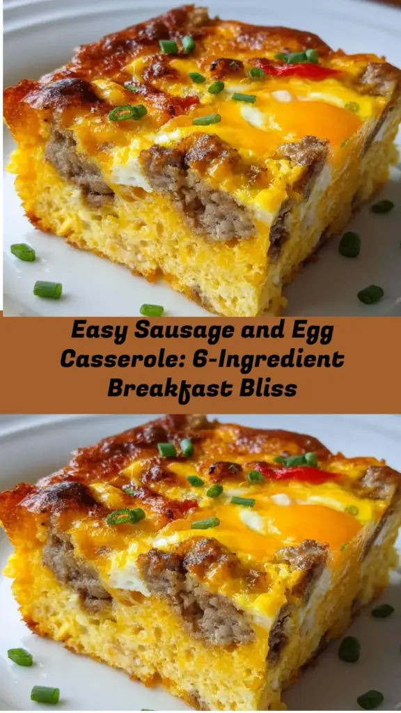 Delicious Easy Sausage and Egg Casserole with six ingredients for a perfect breakfast