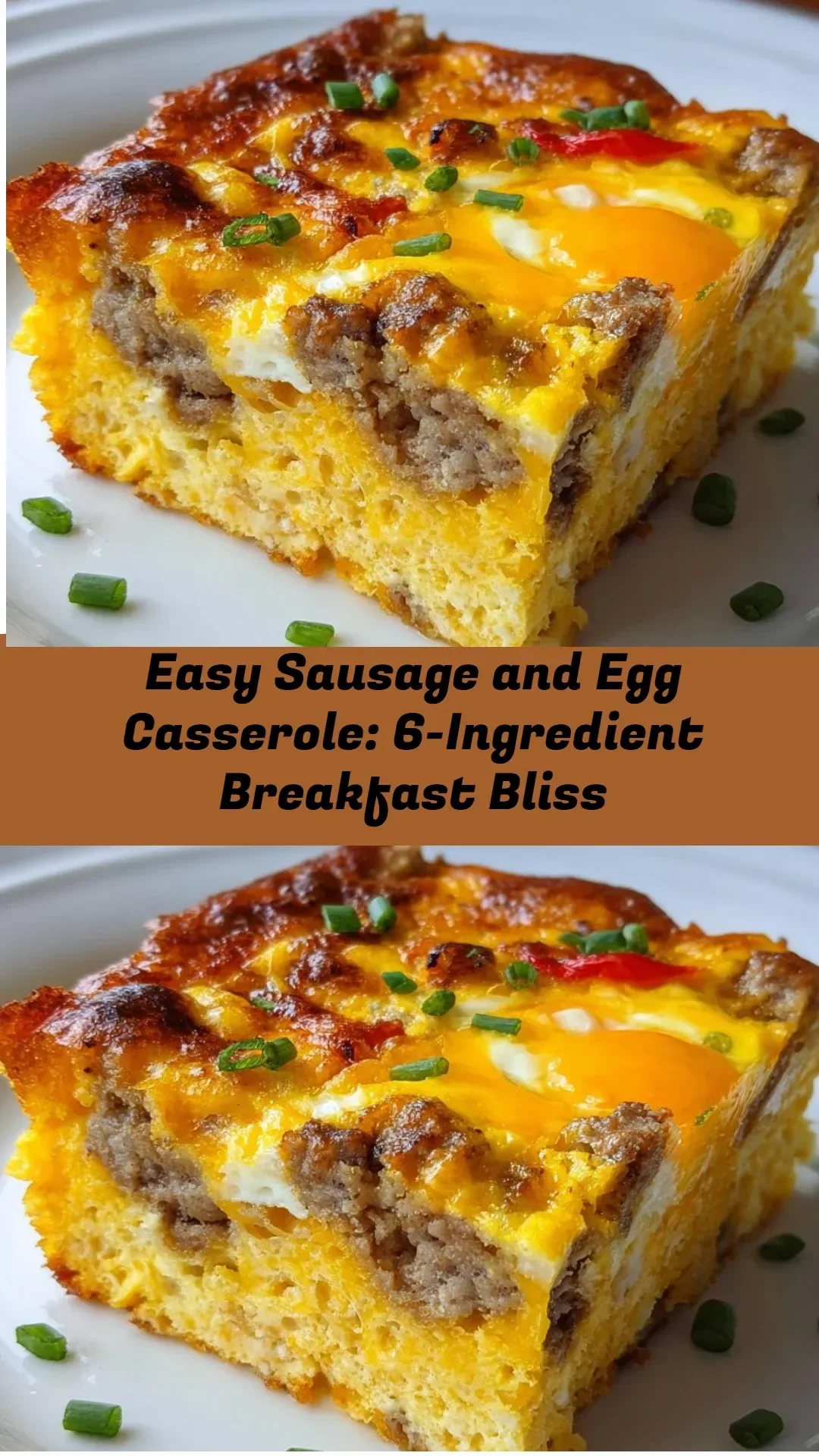 Delicious Easy Sausage and Egg Casserole with six ingredients for a perfect breakfast