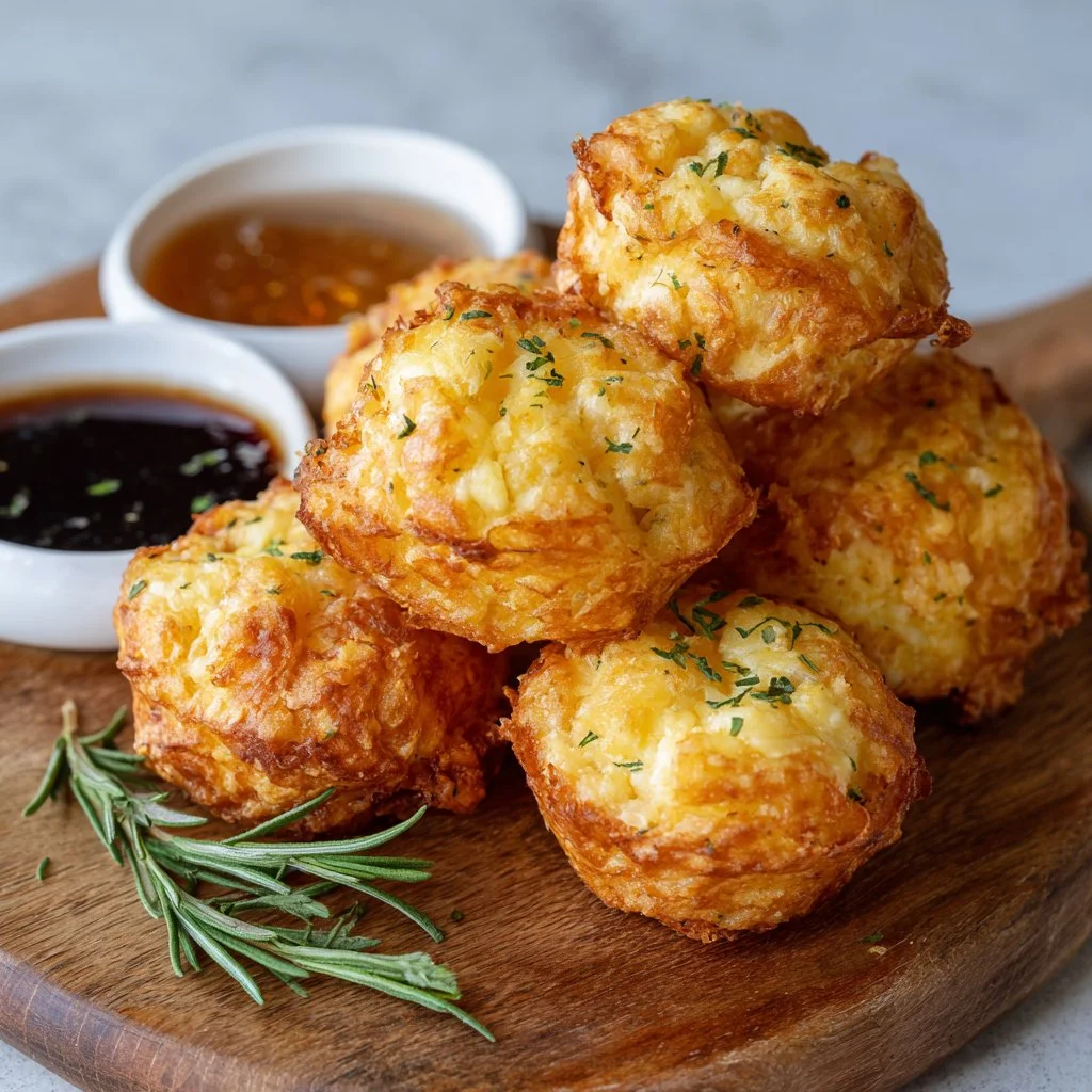 Delicious mashed potato cheese puffs, golden brown and cheesy.