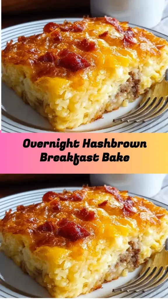 Delicious overnight hashbrown breakfast bake ready to serve