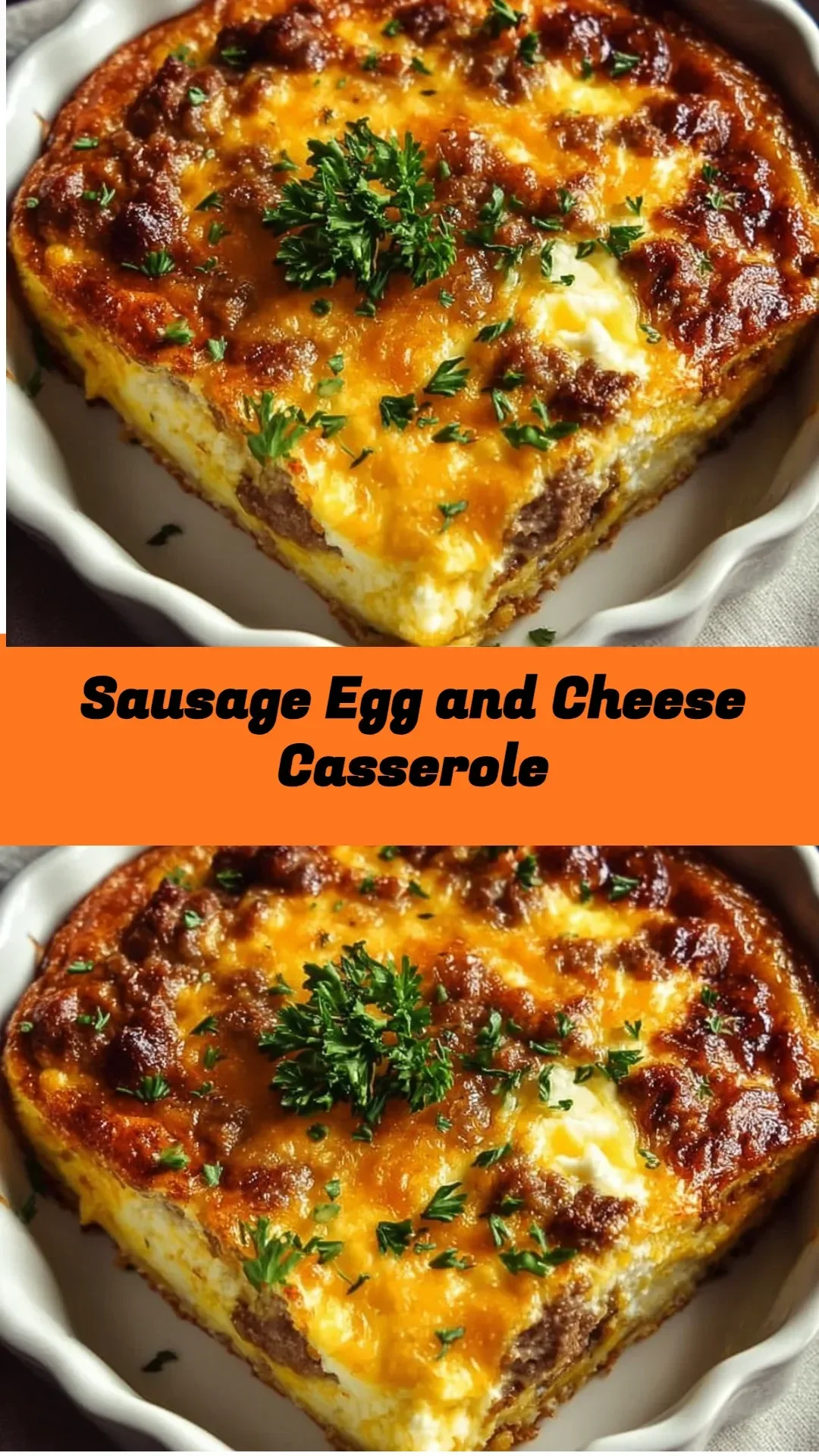 Sausage Egg Cheese Casserole baked dish ready to serve