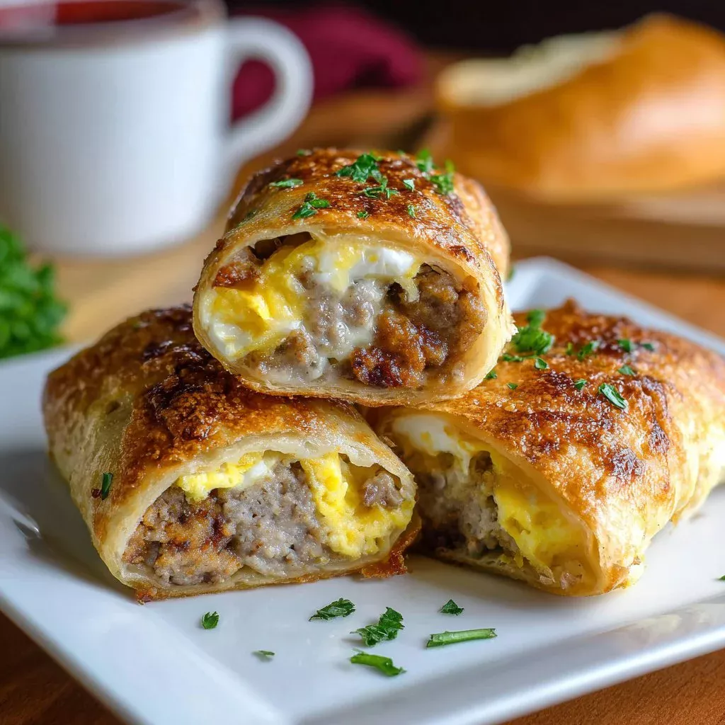 Sausage egg breakfast roll-ups for a quick and easy morning meal