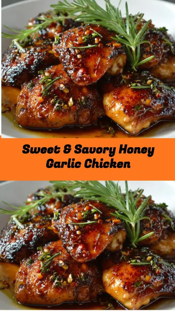 Plate of sweet and savory honey garlic chicken garnished with green onions