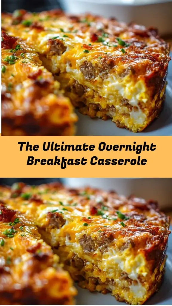A delicious tray of Ultimate Overnight Breakfast Casserole ready to serve.