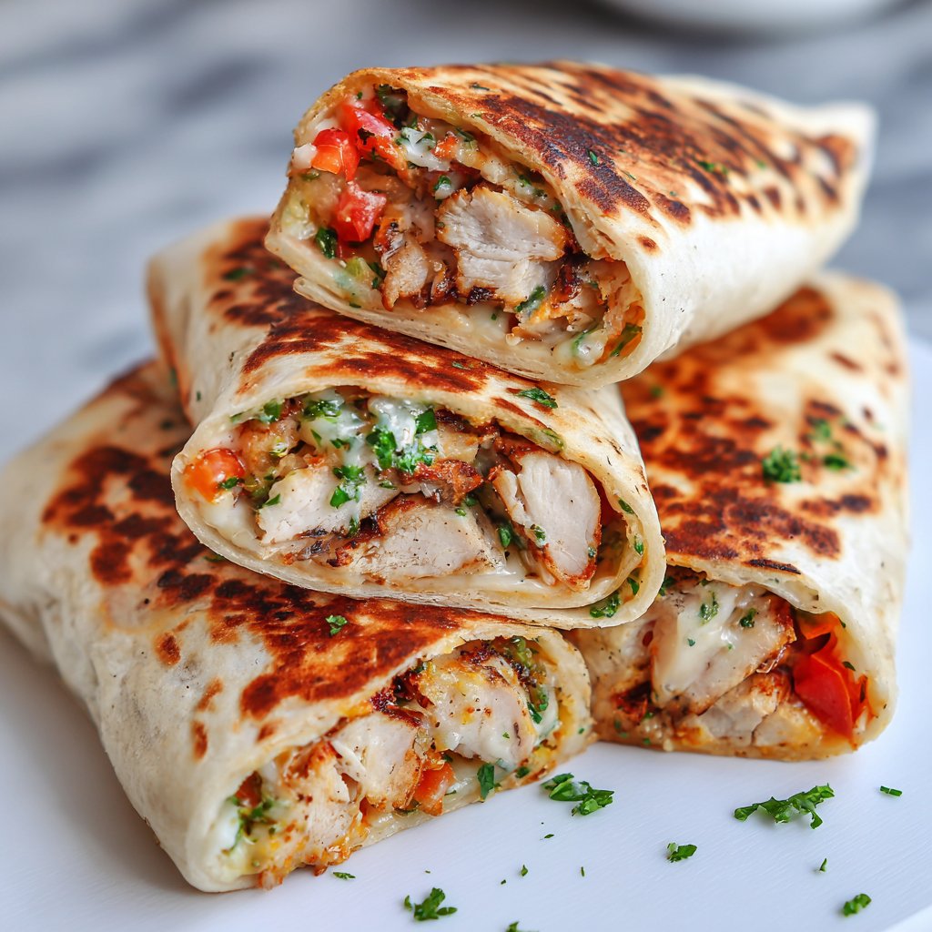 Cheesy Garlic Chicken Wraps