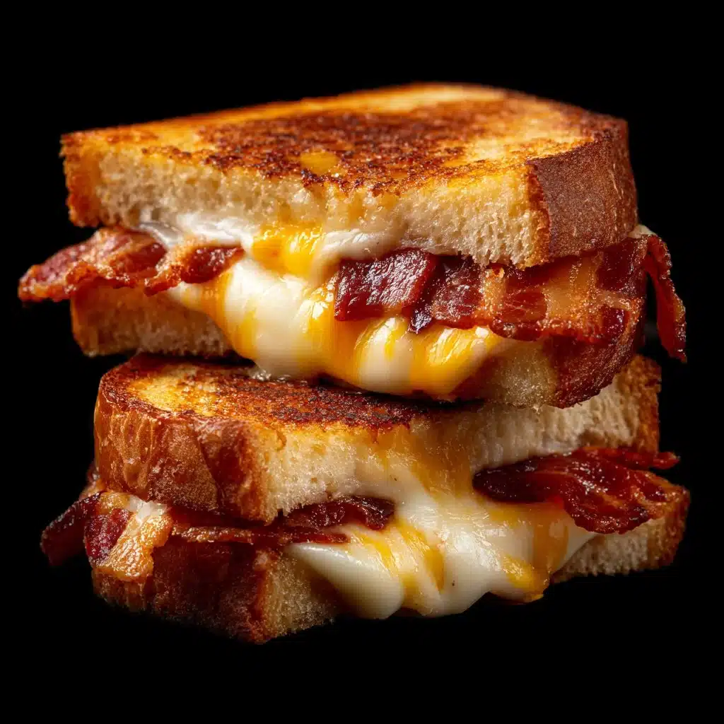Delicious Bacon Grilled Cheese Sandwich with crispy bacon and melted cheese