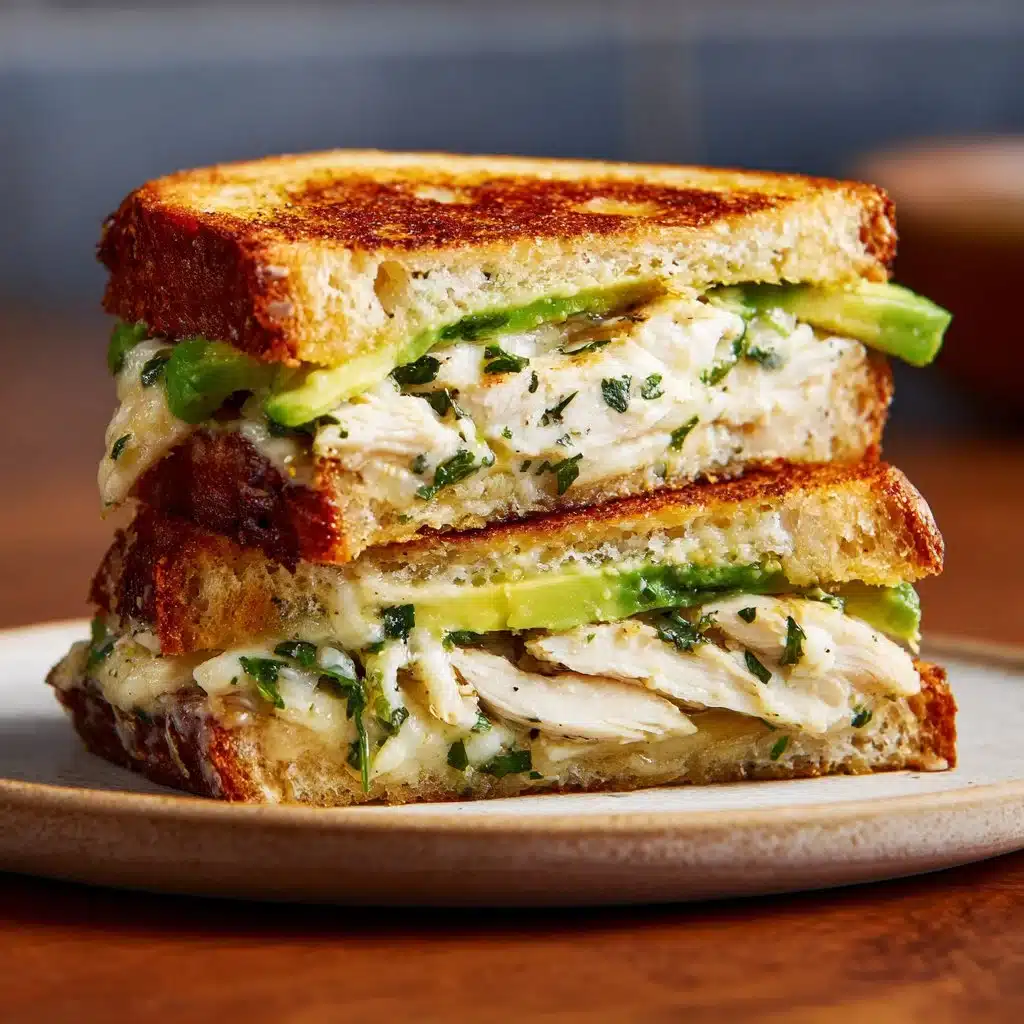 Delicious Chicken Avocado Melt Sandwich with cheese and fresh ingredients