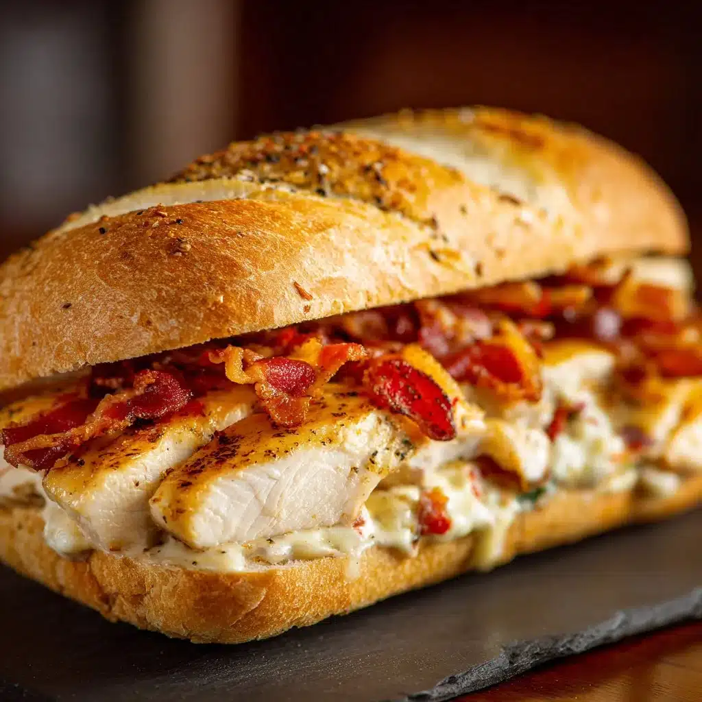 Delicious Chicken Bacon Ranch Sandwich with crispy bacon and fresh ingredients
