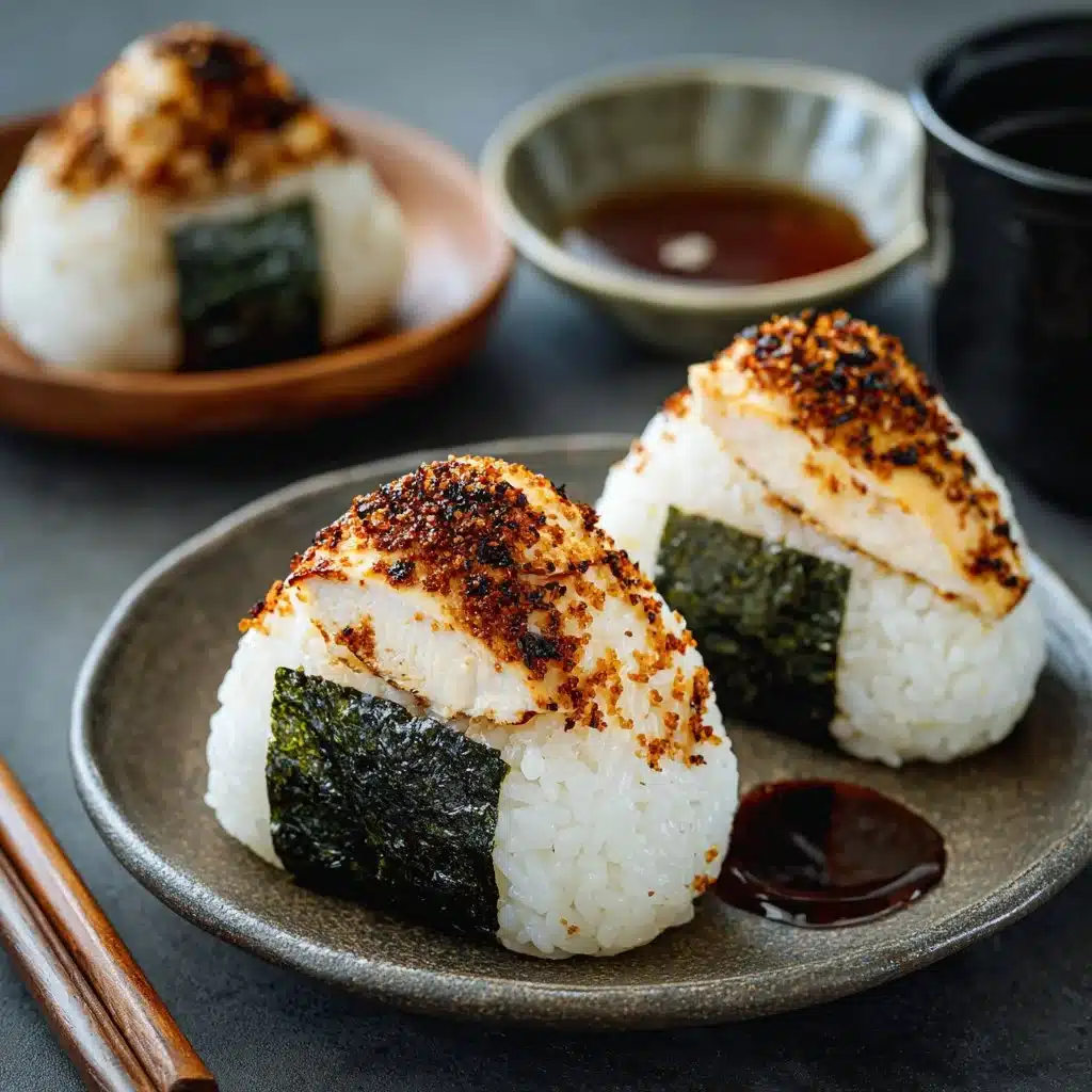 Delicious Chicken Rice Ball served on a plate with garnishes.