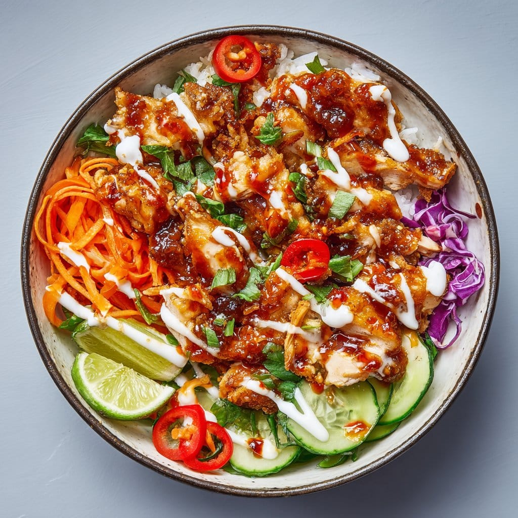 Sweet Chili Chicken Bowl with Coconut Lime Drizzle