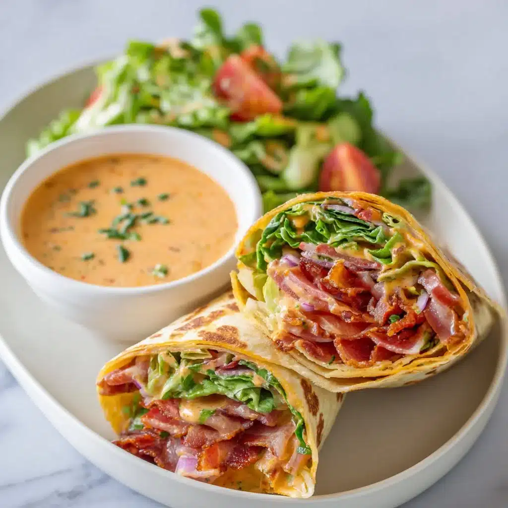 Healthy BLT wraps with secret sauce served on a plate