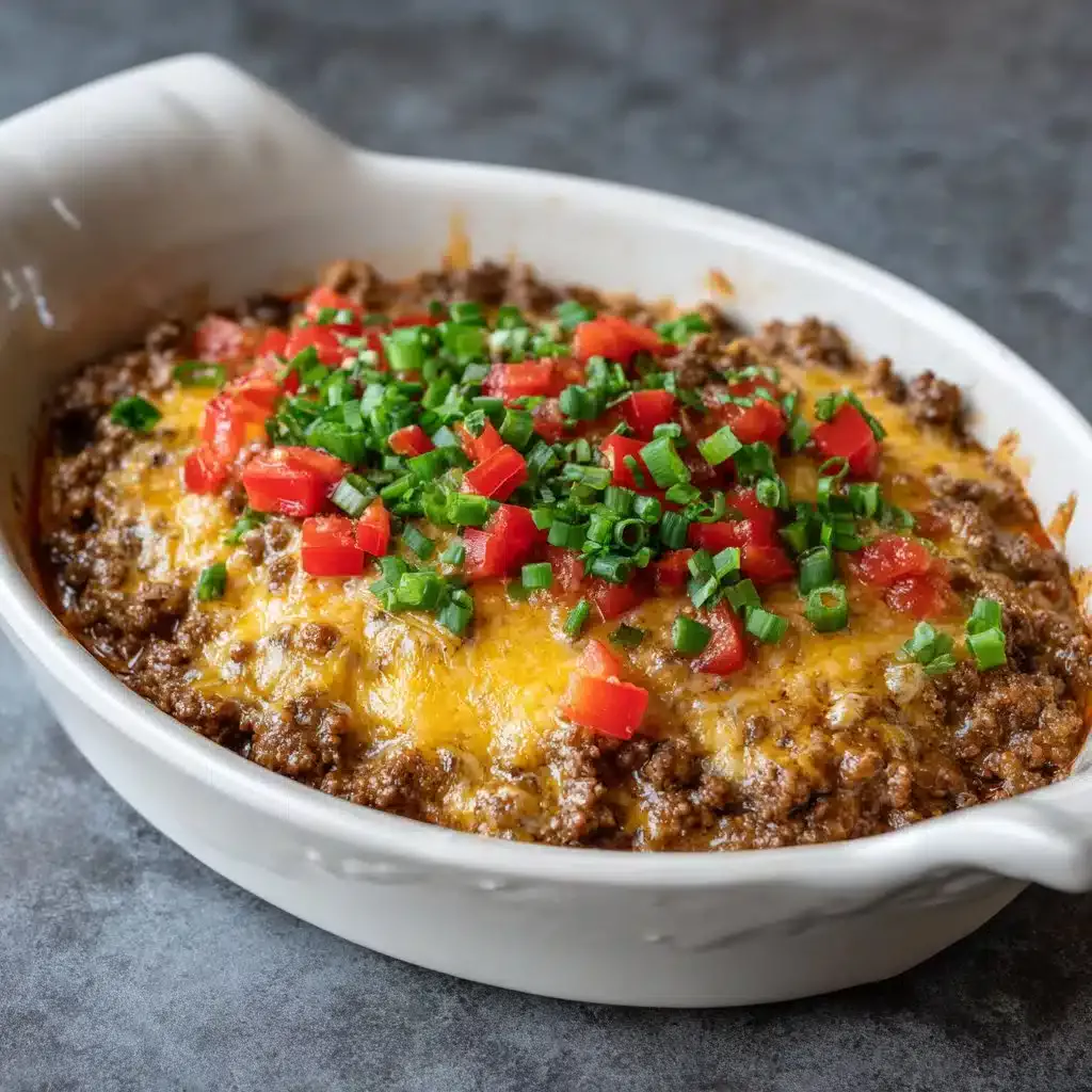 Delicious Hobo Casserole featuring ground beef and fresh vegetables
