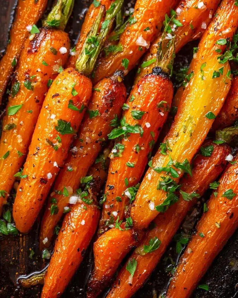 Delicious honey garlic butter roasted carrots served in a bowl