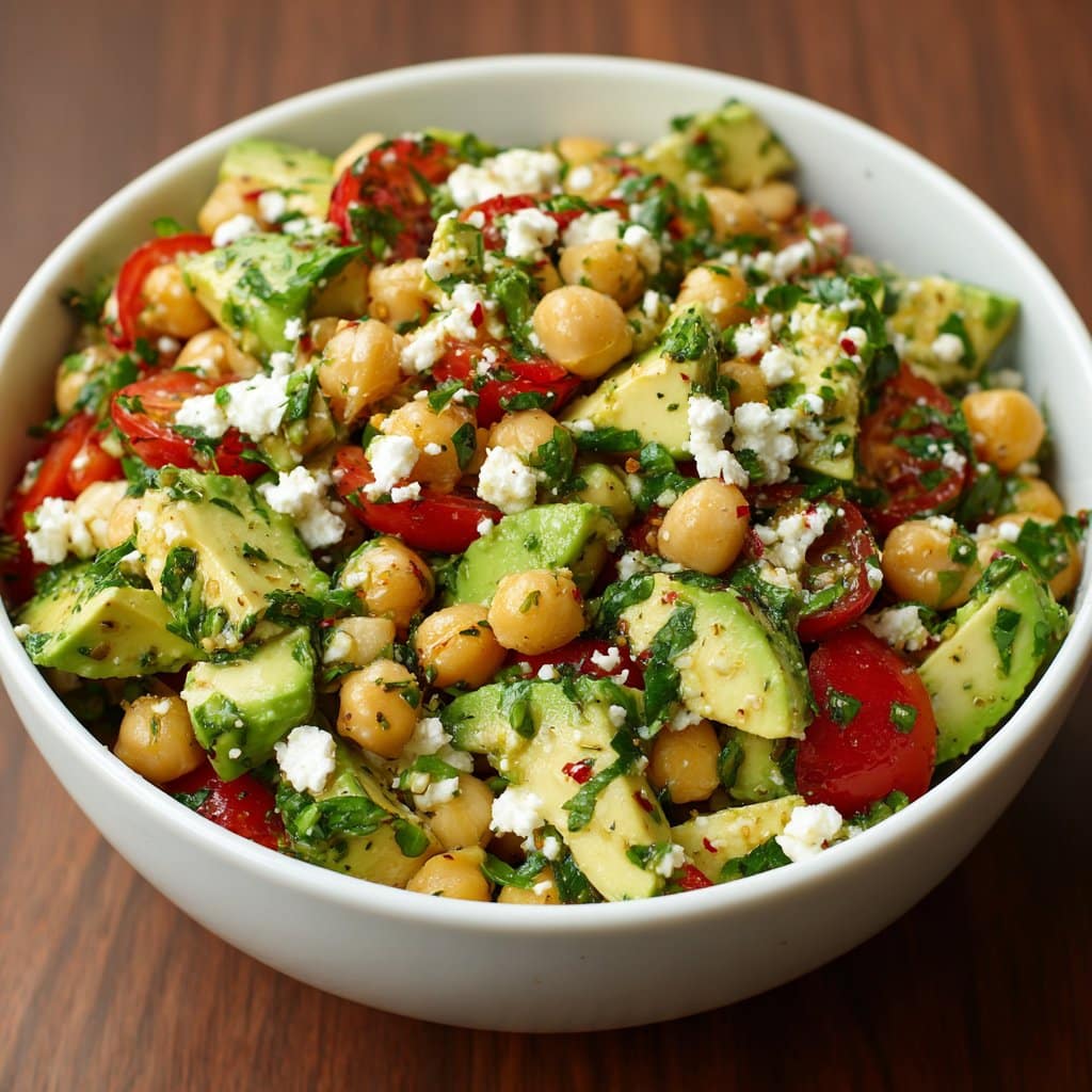 Chickpea Feta Avocado Salad
