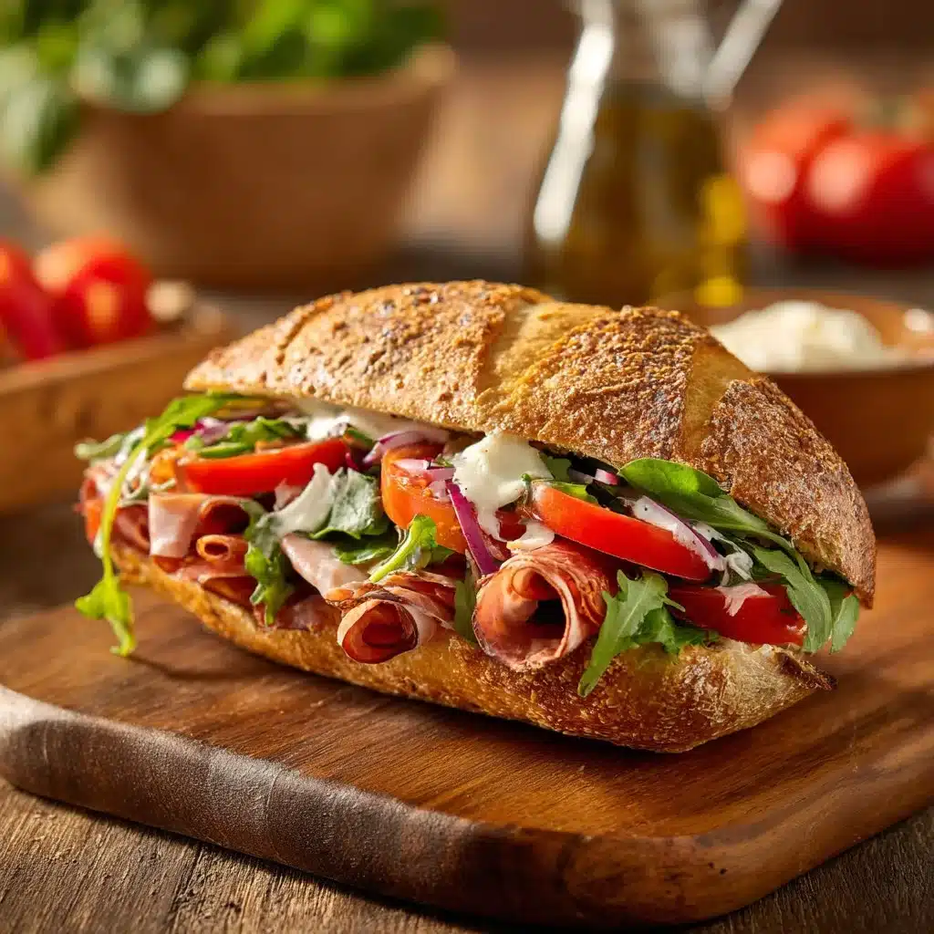 Delicious Italian Grinder Salad Sandwich made with fresh ingredients