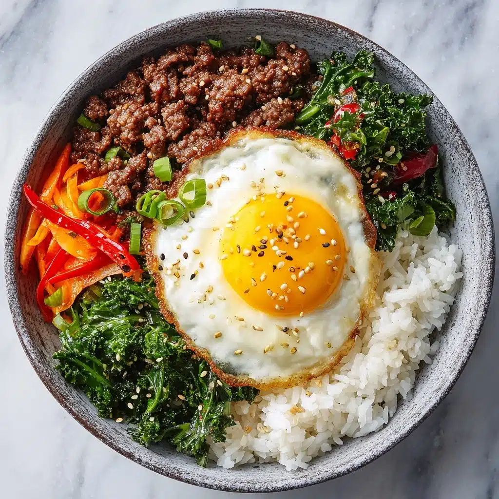Korean Ground Beef Bowl served with rice and vegetables