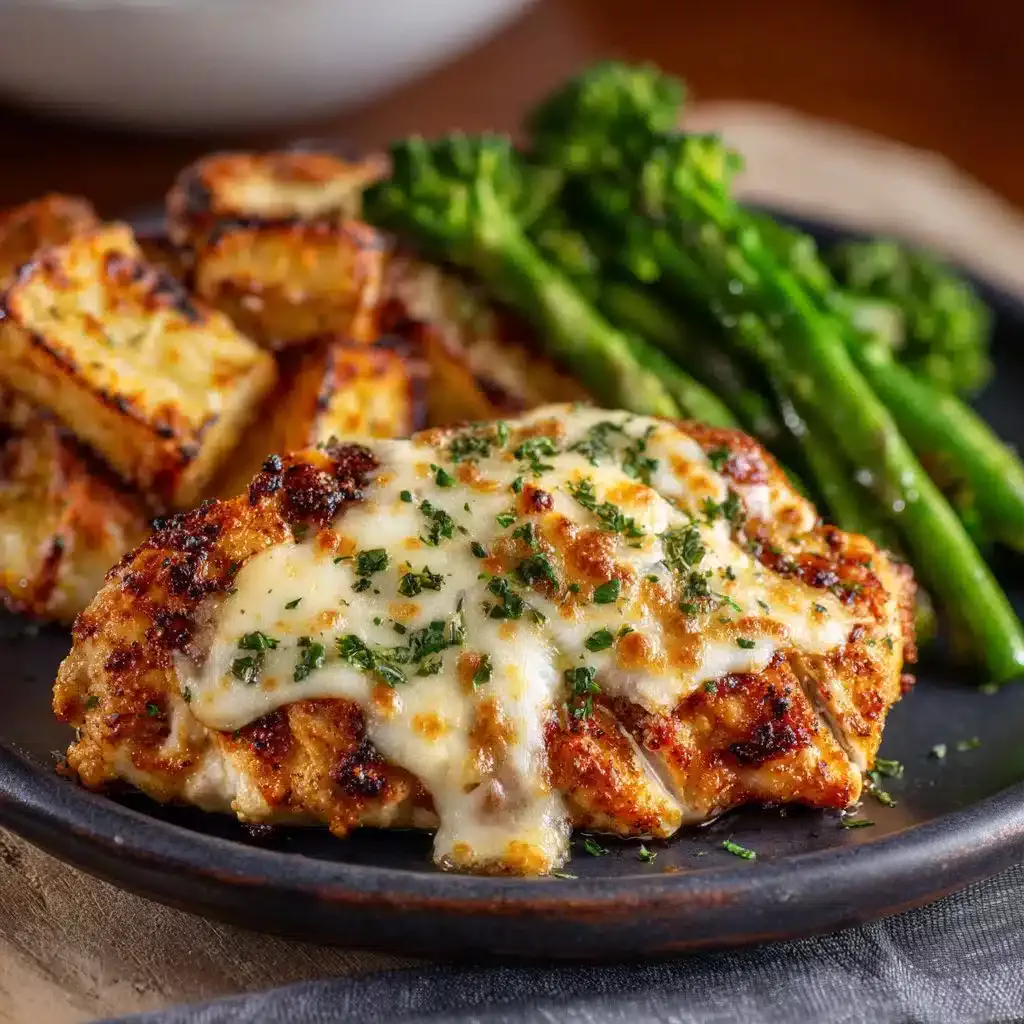Longhorn Steakhouse Parmesan Chicken served with sides