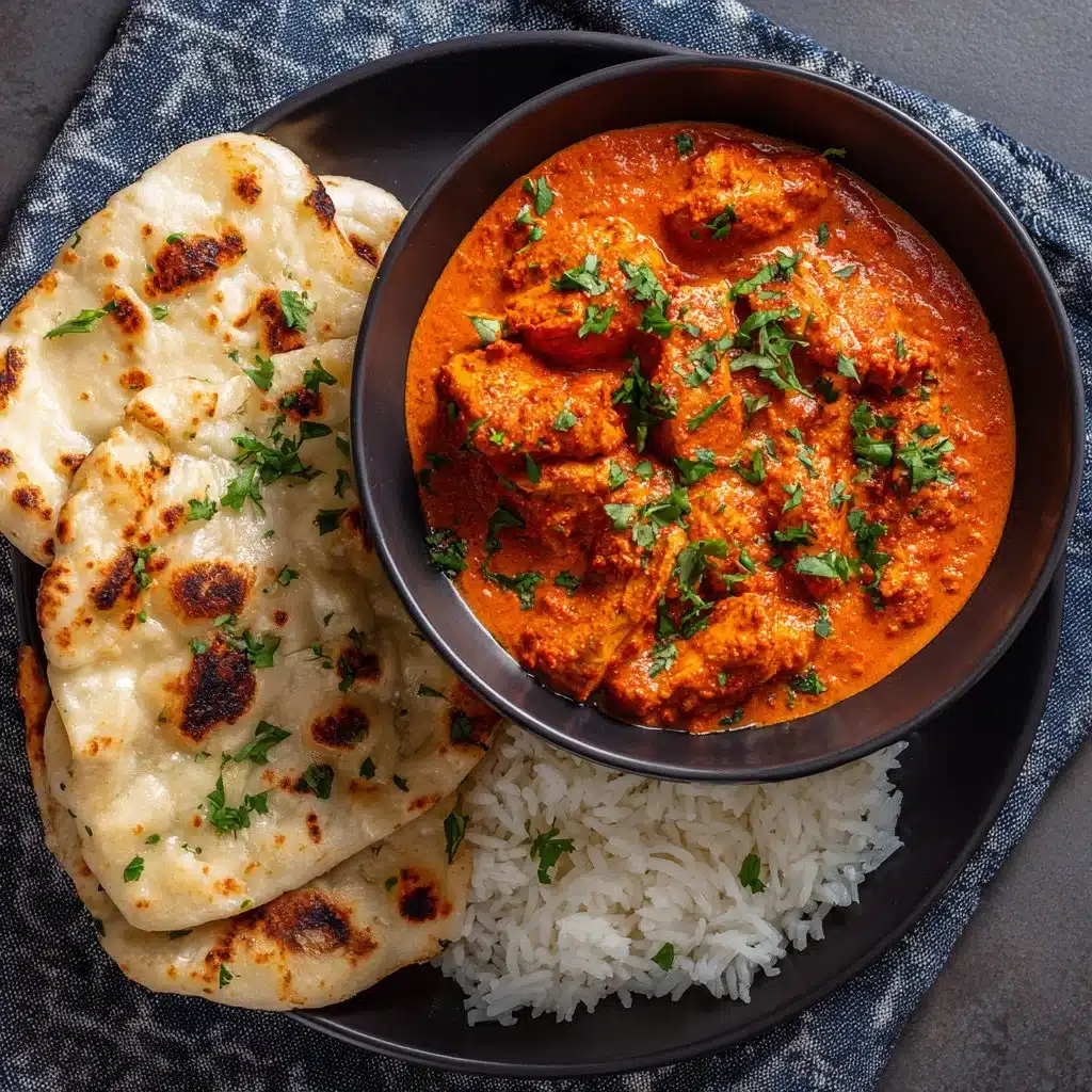 Delicious homemade butter chicken served with rice