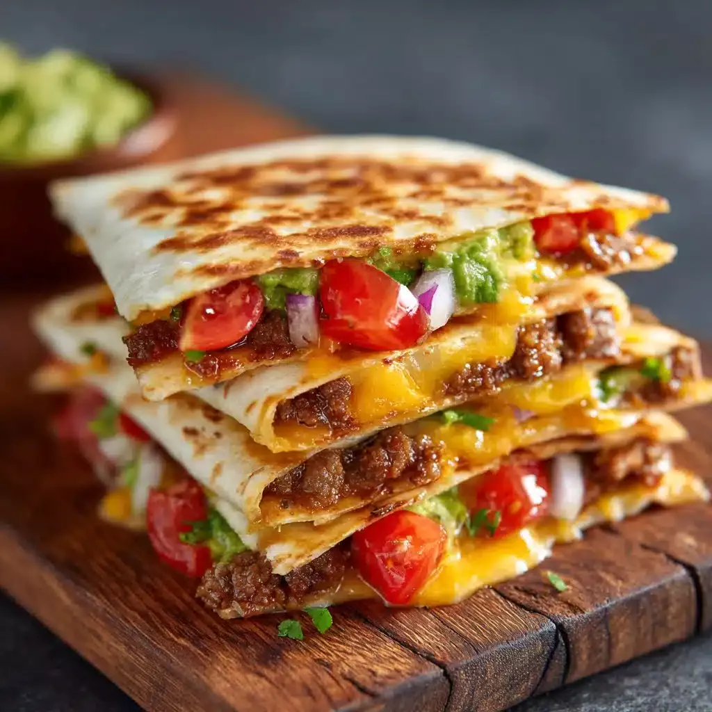 Savory Smashburger Quesadillas filled with fresh ingredients and toppings