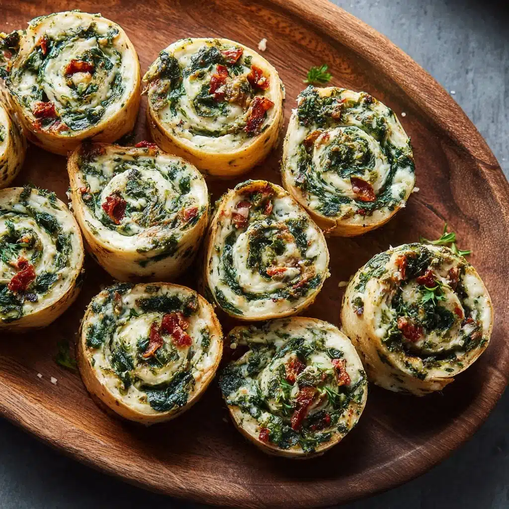 Spinach dip pinwheels served as a tasty appetizer on a platter