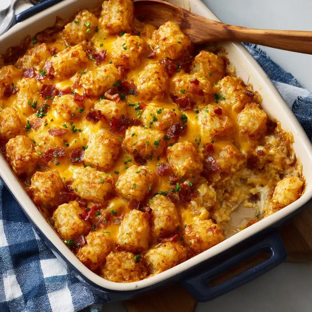 Delicious Tater Tot Casserole served in a baking dish.