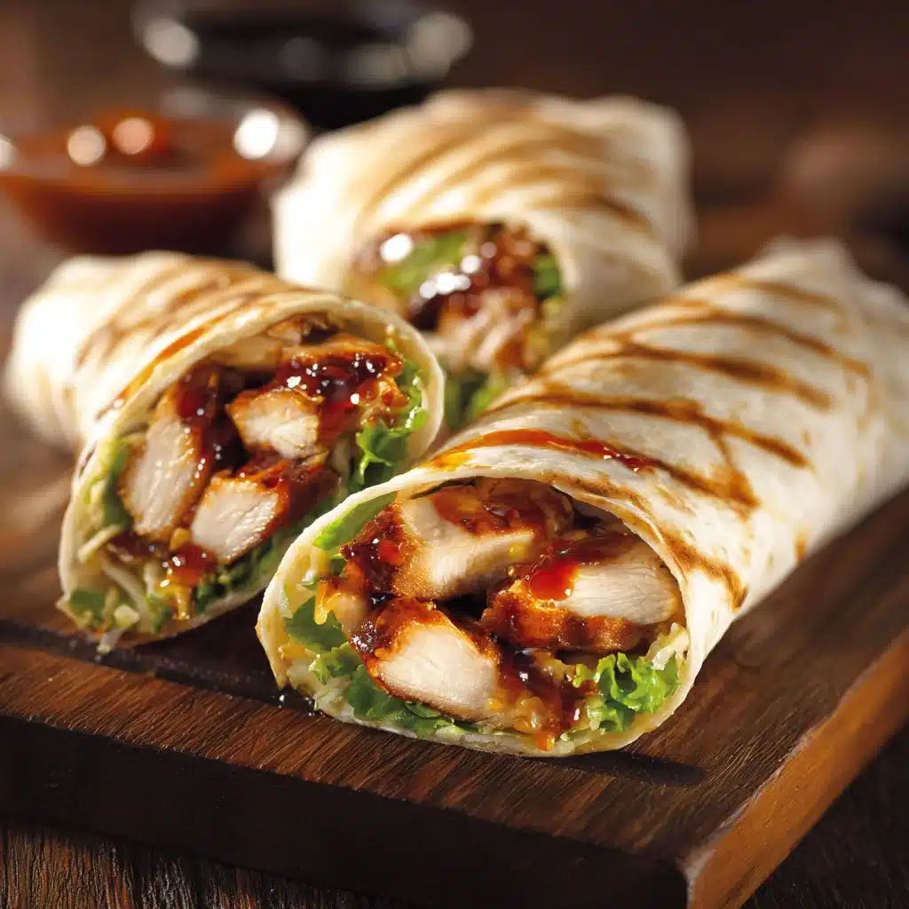 Teriyaki chicken wrap with fresh vegetables and sauce